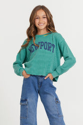 Vintage Havana Kids Tops | Women Kids Vintage Green Newport Stitch Neck Vintage Green