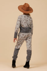 Vintage Havana Kids Tops | Women Large Leopard Print Dip Dye Crewneck Grey