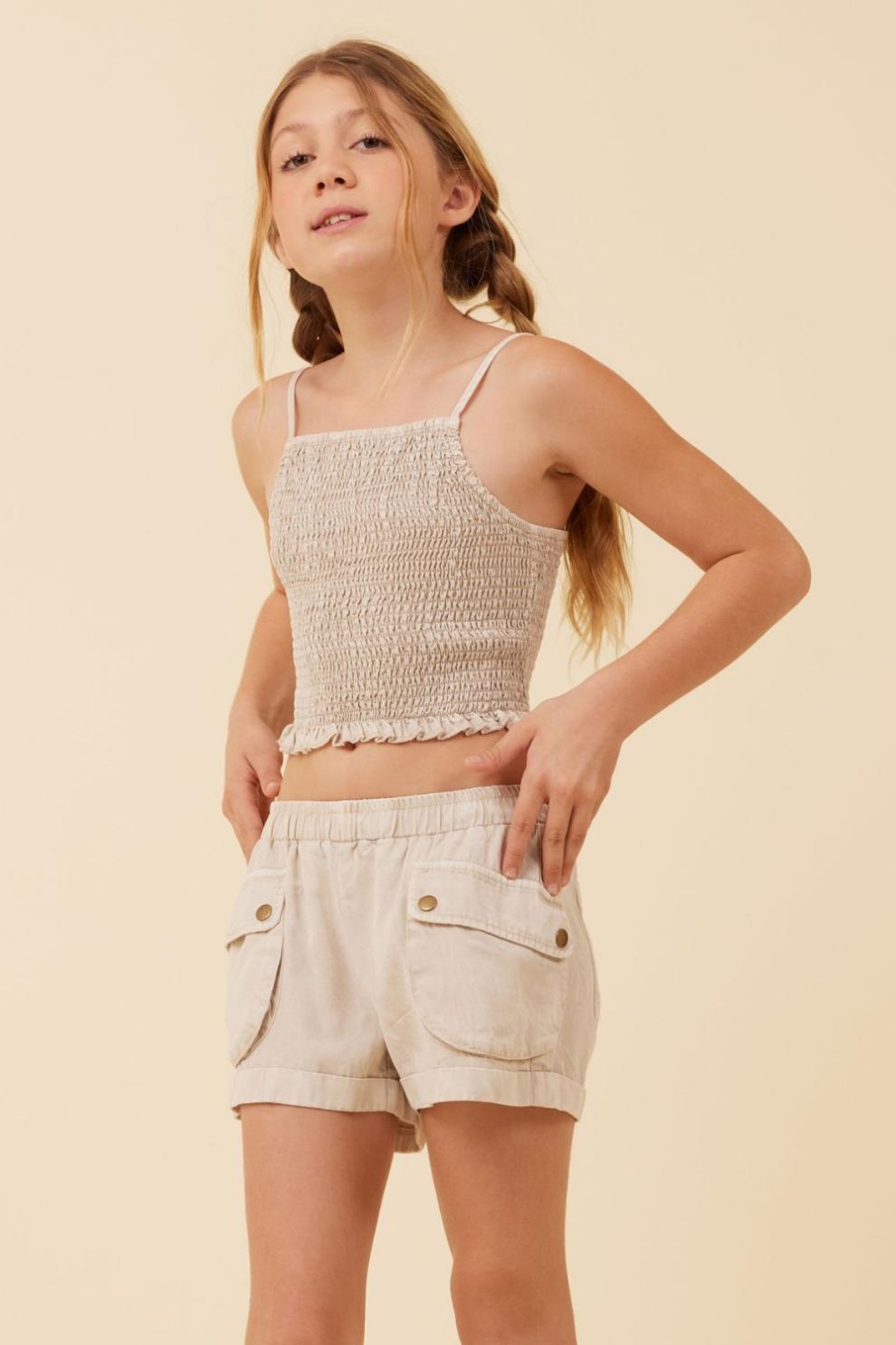 Vintage Havana Kids Tops | Women Soft Tan Streaky Tencel Rushed Tank Top Soft Tan