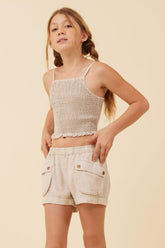 Vintage Havana Kids Tops | Women Soft Tan Streaky Tencel Rushed Tank Top Soft Tan