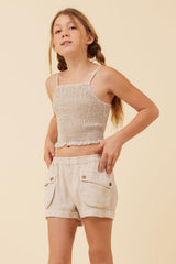 Vintage Havana Kids Tops | Women Soft Tan Streaky Tencel Rushed Tank Top Soft Tan