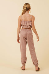 Vintage Havana Kids Tops | Women Washed Mauve Texture Ruffle Tube Top Washed Mauve