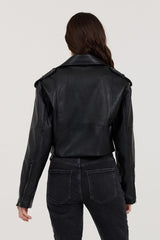 Vintage Havana Outerwear | Women Black Leather Moto Jacket Black
