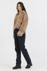Vintage Havana Outerwear | Women Butter Cookie Sherpa Jacket W/ Quilted Pockets Butter