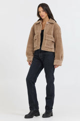 Vintage Havana Outerwear | Women Butter Cookie Sherpa Jacket W/ Quilted Pockets Butter