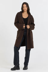 Vintage Havana Outerwear | Women Deep Brown Sweater Mid Length Coat Brown