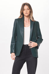 Vintage Havana Outerwear | Women Forest Green Faux Leather Blazer Forest Green