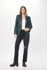 Vintage Havana Outerwear | Women Forest Green Faux Leather Blazer Forest Green
