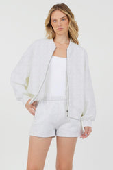 Vintage Havana Outerwear | Women Grey Icicle Essential Fleece Zip Up Bomber Grey Icicle