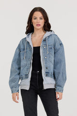 Vintage Havana Outerwear | Women Washed Denim Fleece Jacket Denim