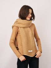 Vintage Havana Scarf/ Ruanas | Women BLANKET STITCH KNIT SCARF - WHEAT/IVORY Wheat/ivory