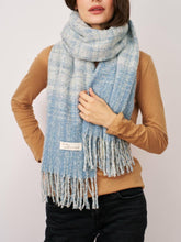 Vintage Havana Scarf/ Ruanas | Women BOUCLE CHECK TASSEL SCARF - BLUE Blue