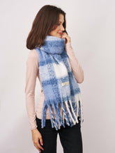 Vintage Havana Scarf/ Ruanas | Women CHECK TASSEL SCARF - BLUE Blue