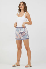 Vintage Havana Shorts | Women Blue & Pink Scenic Print Placement Shorts Blue &amp Pink