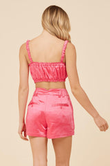 Vintage Havana Shorts | Women Hot Pink Heavy Satin Bra Top Hot Pink