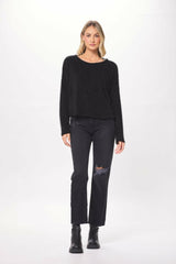 Vintage Havana Sweaters | Women Black Chenille Mohair Twist Back Sweater Black