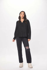 Vintage Havana Sweaters | Women Black Coated Quarter Zip Sweater Black