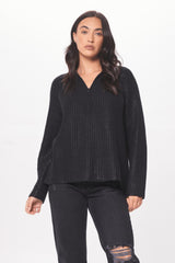 Vintage Havana Sweaters | Women Black Coated Quarter Zip Sweater Black