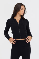 Vintage Havana Sweaters | Women Black Slim Fit Knit Zip Up Black