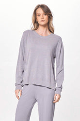 Vintage Havana Sweaters | Women Cool Grey Plush Knit Crewneck Cool Grey