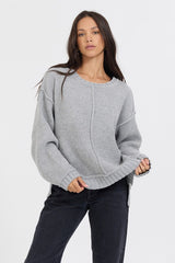 Vintage Havana Sweaters | Women Heather Grey W/ Ivory Jacquard Knit Skull Sweater Heather Grey