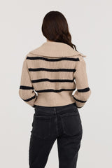 Vintage Havana Sweaters | Women Puddle W/ Black Stripe Double Zip Sweater Puddle