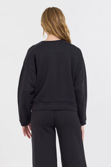 Vintage Havana Sweatshirts | Women Black Cloud Fleece Crewneck Black