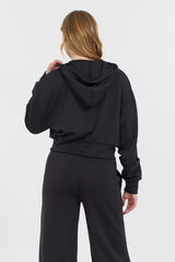 Vintage Havana Sweatshirts | Women Black Cloud Fleece Crop Zip Up Black