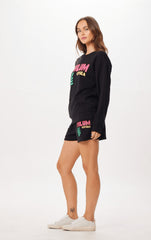 Vintage Havana Sweatshirts | Women Black Tulum Jet Setter Surf Wash Crewneck Black