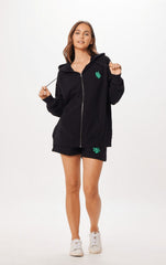 Vintage Havana Sweatshirts | Women Black Tulum Jet Setter Surf Wash Zip Up Black