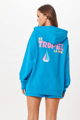Vintage Havana Sweatshirts | Women Bright Blue St. Tropez Jet Setter Surf Wash Zip Up Bright Blue