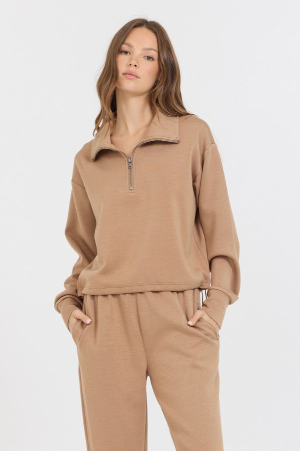 Vintage Havana Sweatshirts | Women Caramel Cloud Fleece Quarter Zip Caramel