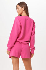 Vintage Havana Sweatshirts | Women Hot Pink Palm Beach Jet Setter Surf Wash Crewneck Hot Pink