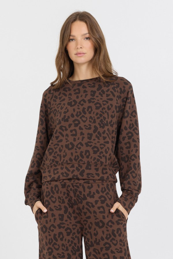Vintage Havana Sweatshirts | Women Leopard Printed Cloud Fleece Crewneck Leopard