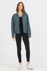 Vintage Havana Sweatshirts | Women Mountain Grey Heavy Cloud Fleece Bomber Jacket Mountain Grey