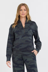 Vintage Havana Sweatshirts | Women Onyx Camo Printed Cloud Fleece Quarter Zip Camo