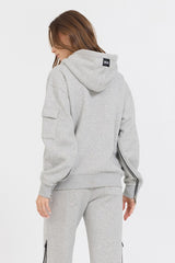 Vintage Havana Sweatshirts | Women Pure Grey Contrast Black Zipper Hoodie Grey