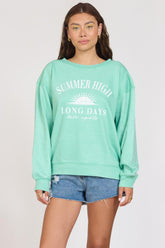 Vintage Havana Sweatshirts | Women "Summer High" Surf Green Burnout Fleece Crewneck Surf Green