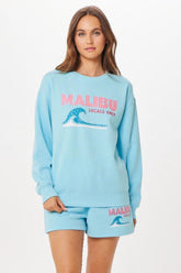 Vintage Havana Sweatshirts | Women Tropical Blue Malibu Jet Setter Surf Wash Crewneck Tropical Blue