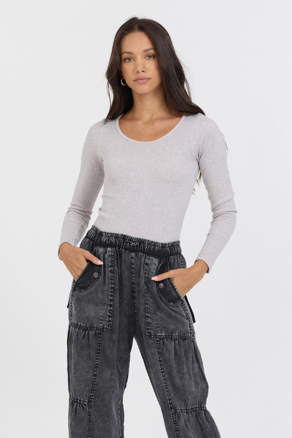 Vintage Havana Tees | Women Heather Grey Seamless Long Sleeve Tee Heather Grey