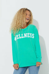 Vintage Havana Tees | Women Island Green "Wellness" Pigment Dyed Long Sleeve Tee Island Green