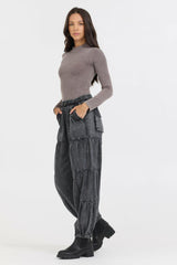 Vintage Havana Tees | Women Washed Taupe Seamless Mock Neck Top Washed Taupe