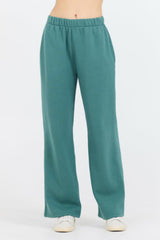 Vintage Havana Wide Leg Pants | Women College Green Cotton Blend Fleece Wide Leg Pant Green