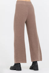 Vintage Havana Wide Leg Pants | Women Heather Brown Waffle Knit Flare Pant Brown