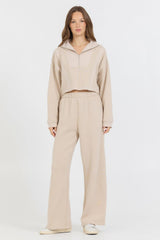 Vintage Havana Wide Leg Pants | Women Vanilla Cream Cotton Blend Fleece Wide Leg Pant Cream