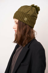 Vintage Havana Winter Hats | Women PUFFER POMPOM HAT - OLIVE Olive