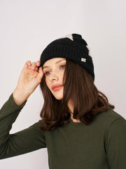 Vintage Havana Winter Hats | Women STAR POMPOM BEANIE Black