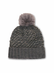 Vintage Havana Winter Hats | Women TURN UP POMPOM HAT - GREY Grey