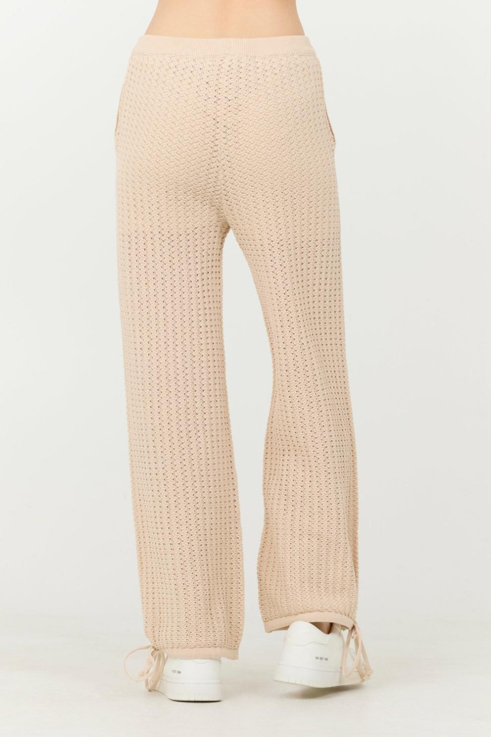 Vintage Havana All Bottoms | Women Bali Beige Open Crochet Tie Pants Bali Beige