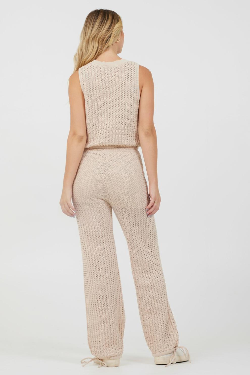 Vintage Havana All Bottoms | Women Bali Beige Open Crochet Tie Pants Bali Beige